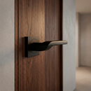 Manilla de aluminio modelo 559 con roseta cuadrada en acabado negro para puertas