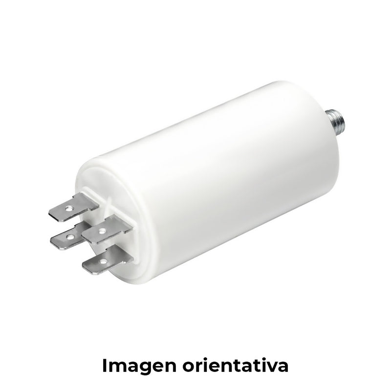 Condensador Mka 15Mf 5% 450V Ø3,8X7,4Cm Con Espiga M8 Y Faston Doble Konek