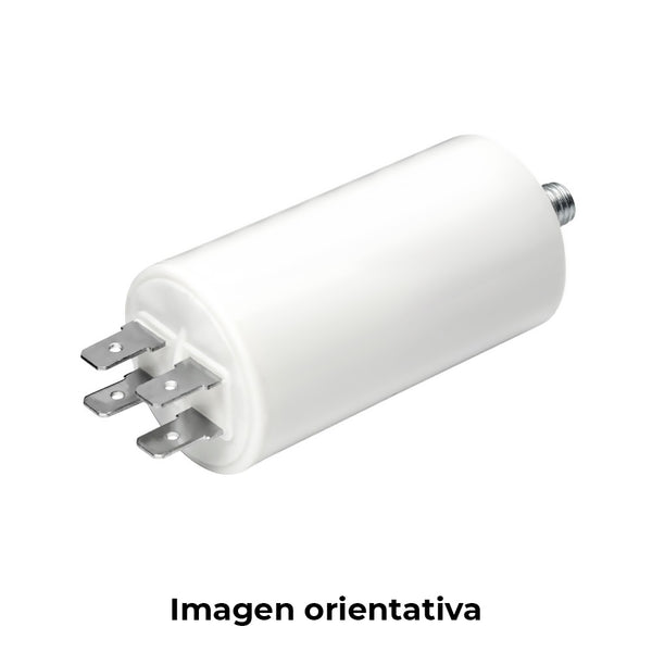 Condensador Mka 30Mf 5% 450V Ø4,4X9Cm Con Espiga M8 Y Faston Doble Konek