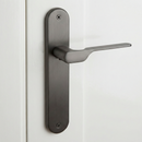 Manilla modelo '640' con placa oval para puertas de zamak en acabado grafito con asa moderna