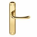 Manilla modelo '6501' de zamak acabado dorado brillo con placa ovalada para puertas