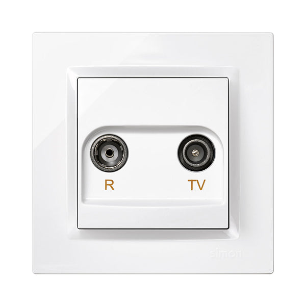 White Final Television Socket With Frame