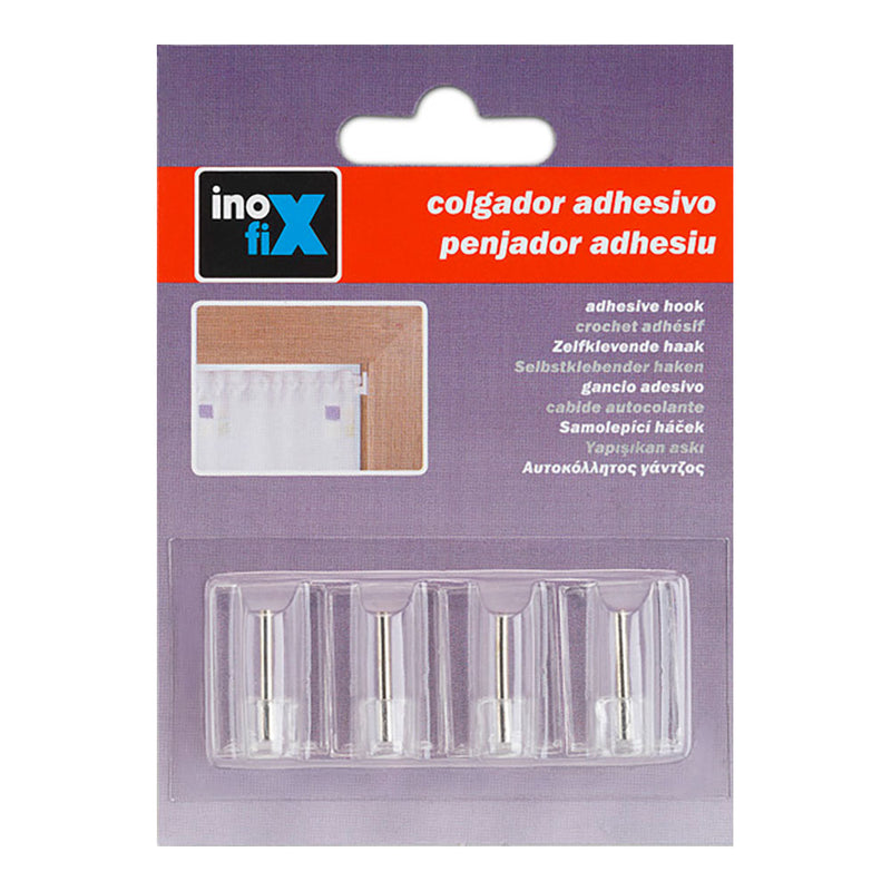 Colgador Adhesivo Visillos Transparente 2042-0-000  (Blister 4 Unid. ) Inofix