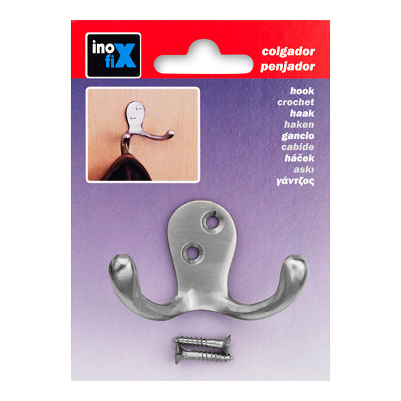 Classic Double Hanger Made of Satin Nickel Brass 3761-7-000 (Blister) Inofix