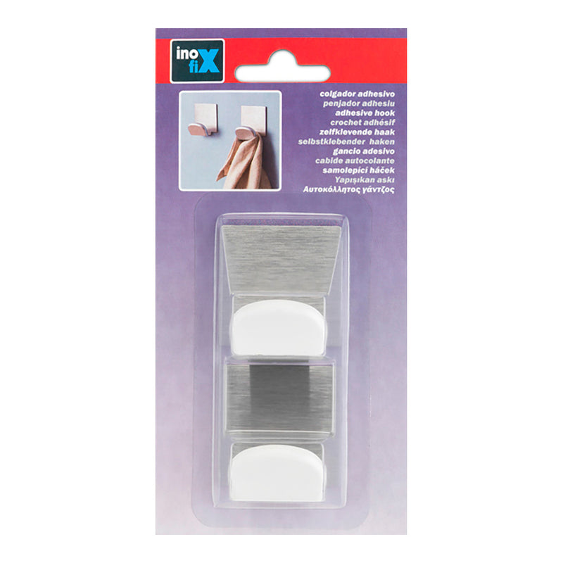 Colgador Adhesivo Blanco Con Base Ade Acero Inoxidable 2078-2-000 (Blister 2 Unid. ) Inofix