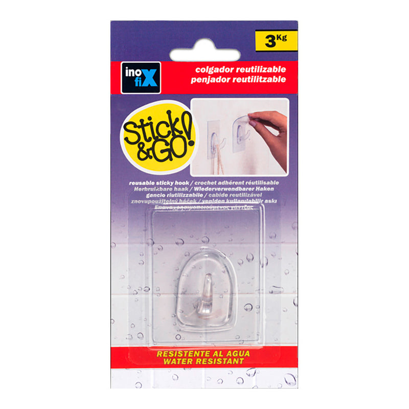 Reusable Adhesive Hanger 60x47mm Transparent 1290-0-000 (Blister) Inofix