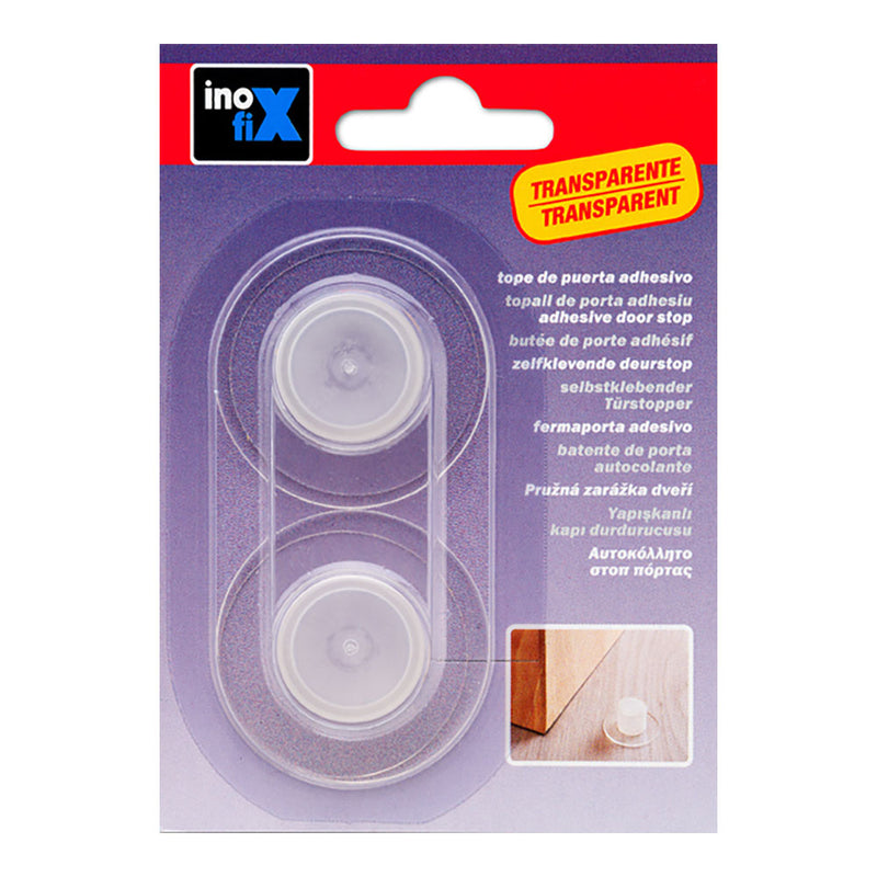 Tope De Puerta Adhesivo Cilindro Transparente (Blister 2 Unid. ) Inofix