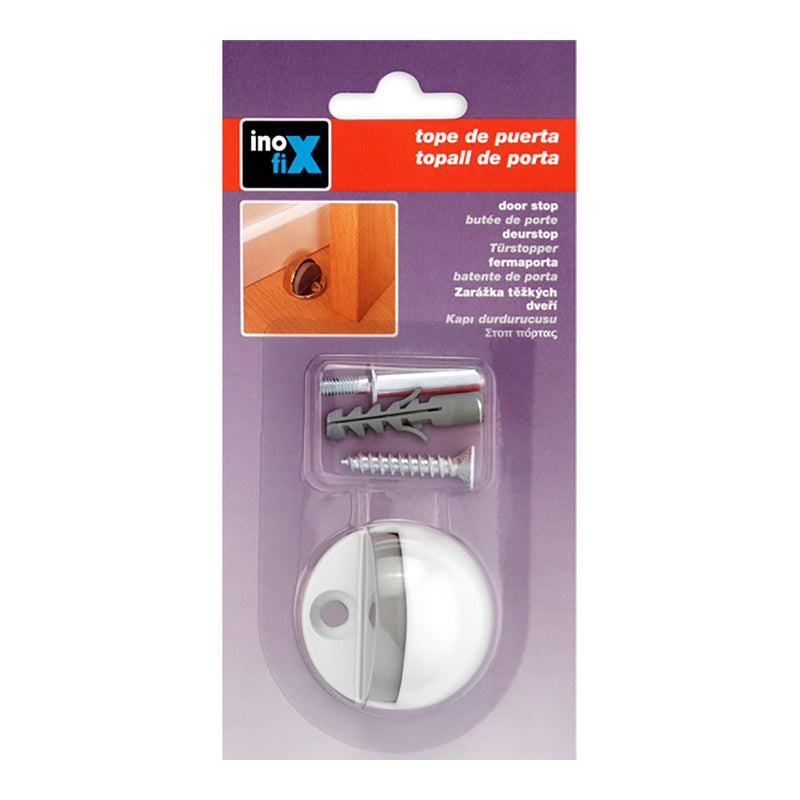 Tope Puerta Metalico Con Tornillo Blanco (Blister) Inofix