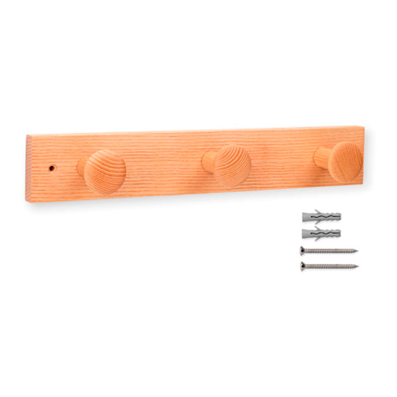 Ash Wood Hanger 3 Knobs With Natural Texture 3733-8-001 Inofix