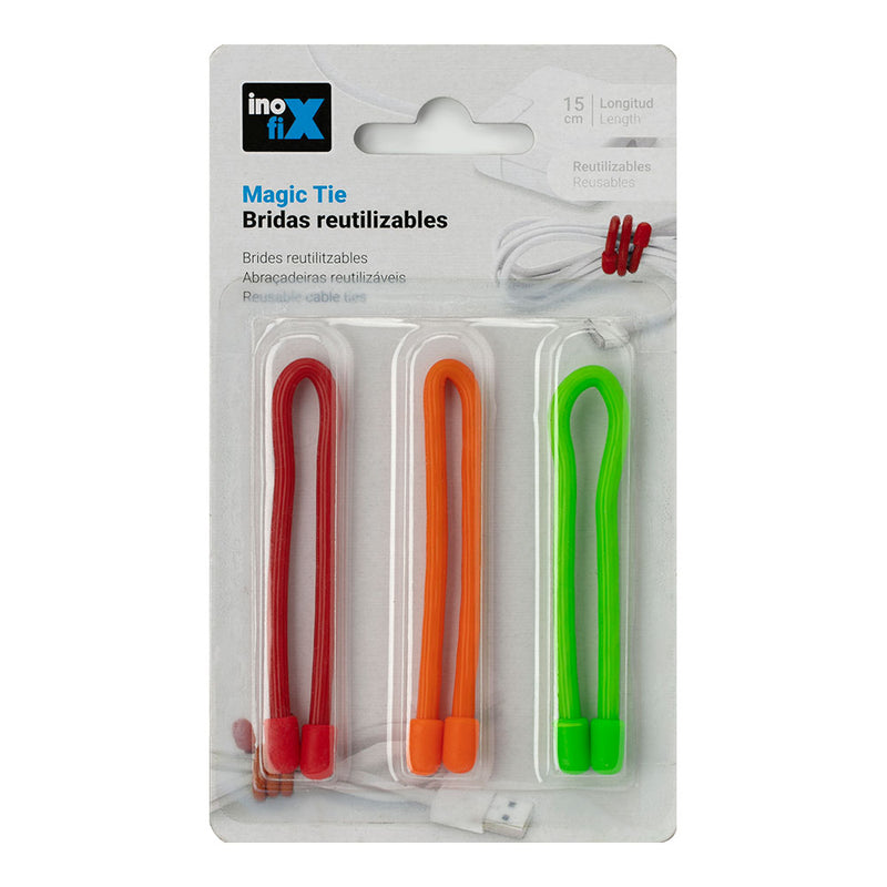 Reusable Magic Tie Cable Ties 15cm Assorted Inofix Colors / Assorted Models