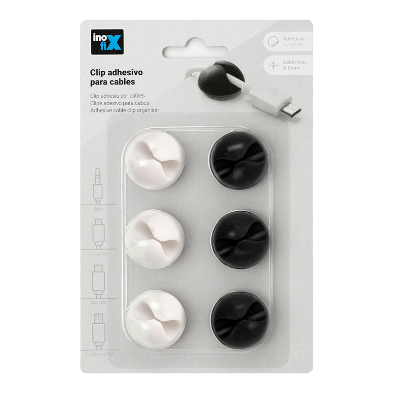 Inofix Adhesive Clip for Cables White-Black Assorted Colors / Models