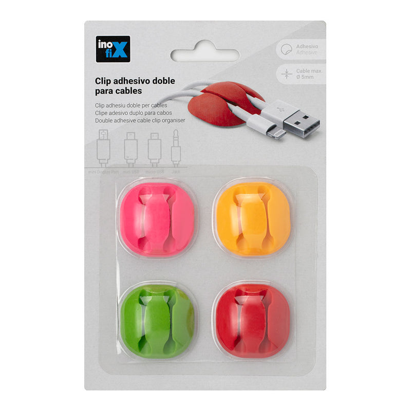 Clip Adhesivo Doble Para Cables Surtido Inofix Colores / Modelos Surtidos