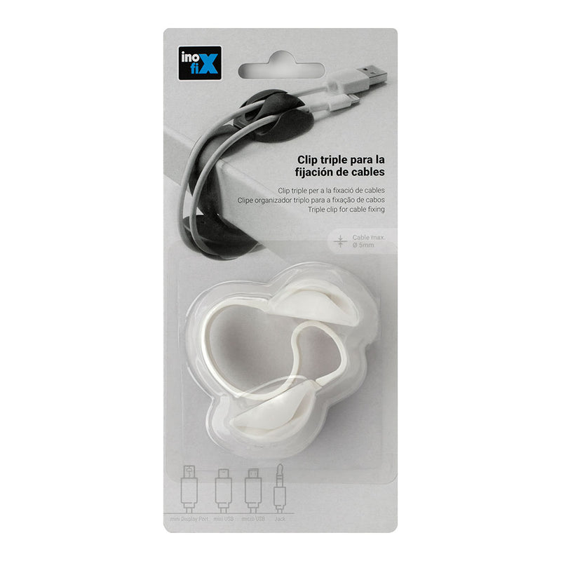 Clip Para Cables Triple Blanco Inofix