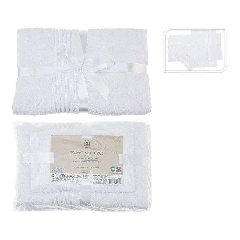 Set of 3 White Towels for Bathroom