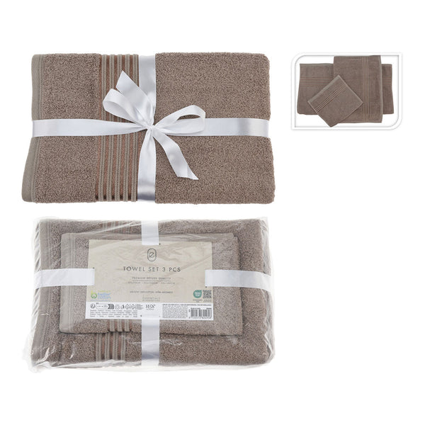 Set of 3 Towels in Taupe Colour, Special for Bathroom