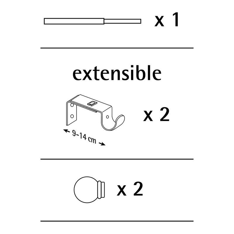 Curtain Rod Kit Extendable Ring From 110 To 200Cm Lead Cintacor - Storplanet