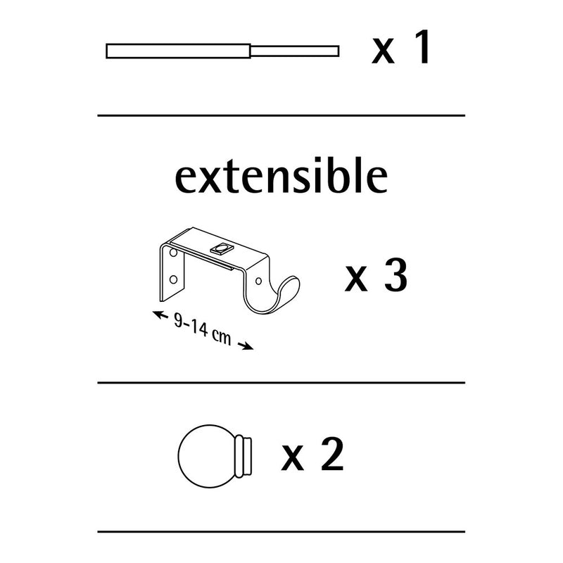 Curtain Rod Kit Extendable Ring From 160 To 300Cm Lead Cintacor - Storplanet