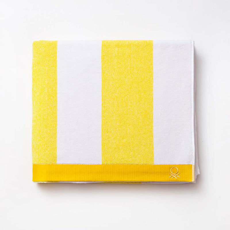 Beach Towel 160x90cm Yellow Stripes Benetton