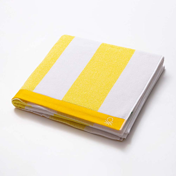 Beach Towel 160x90cm Yellow Stripes Benetton