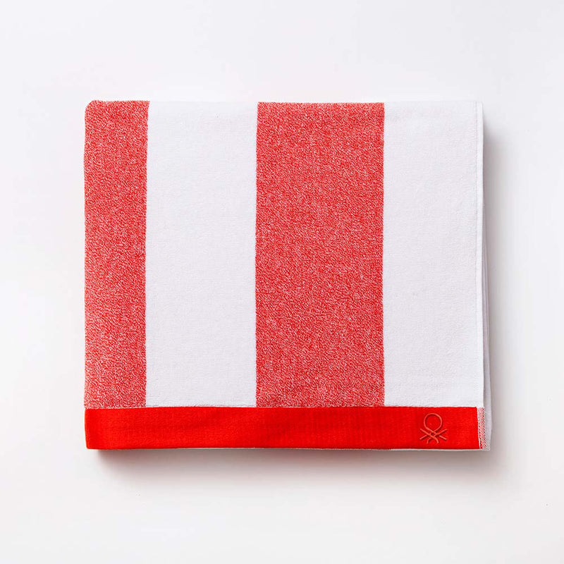 Beach Towel 160x90cm Red Stripes Benetton