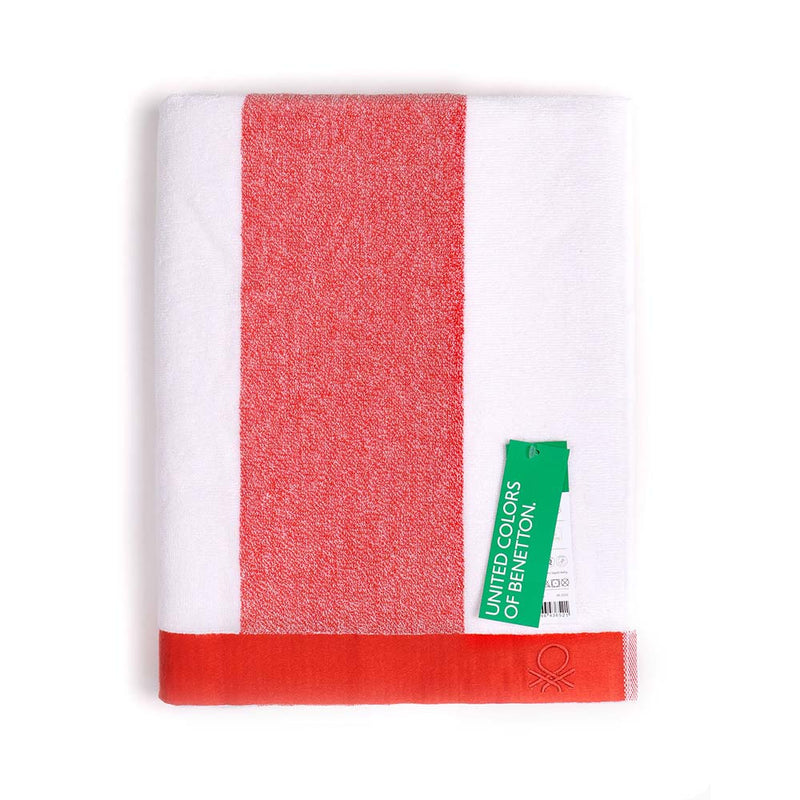 Beach Towel 160x90cm Red Stripes Benetton