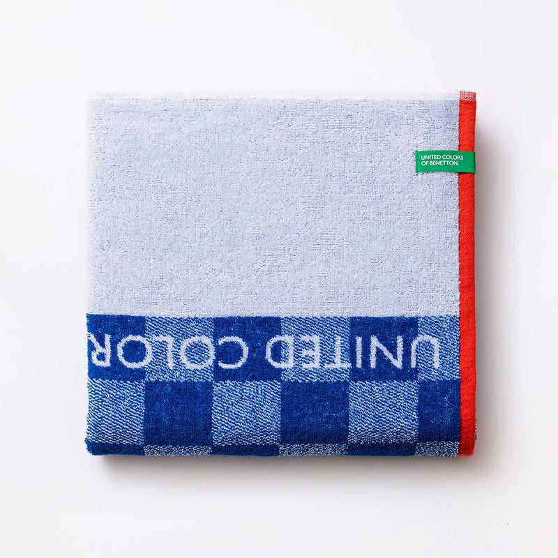 Beach Towel 140x70cm Blue Checks Kids Benetton