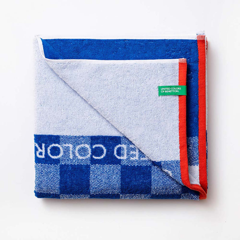 Beach Towel 140x70cm Blue Checks Kids Benetton