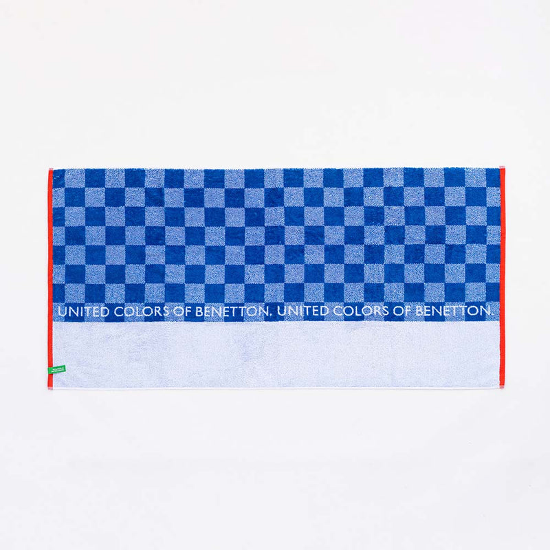 Beach Towel 140x70cm Blue Checks Kids Benetton