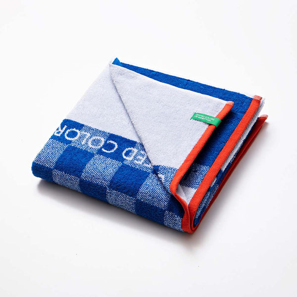 Beach Towel 140x70cm Blue Checks Kids Benetton