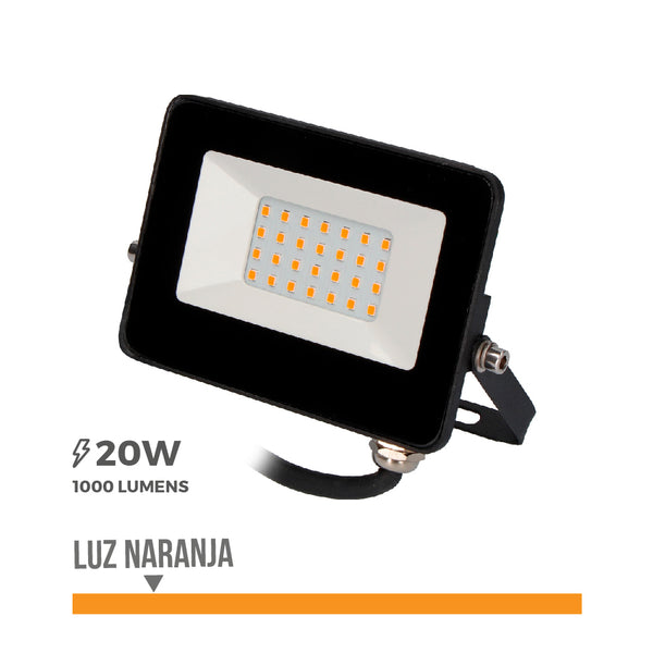 Foco Proyector Led 20W 1000Lm Luz Naranja 12X8,8X2,4Cm Edm