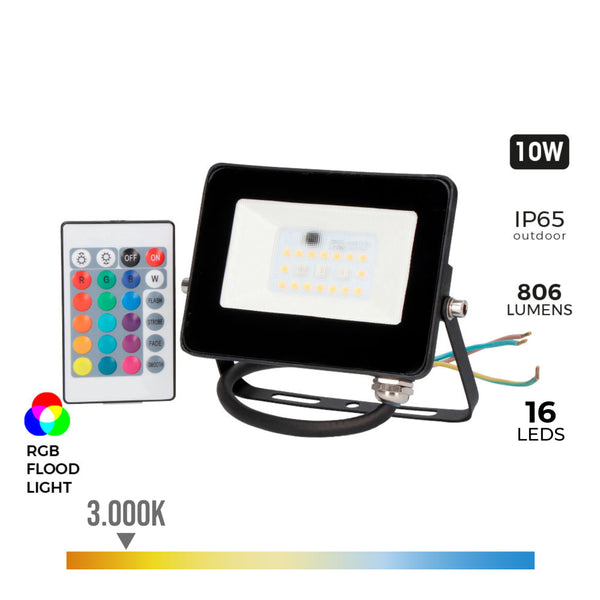 Rgb Led Projector Spotlight 10W 806Lm 12X8.8X2.4Cm Edm