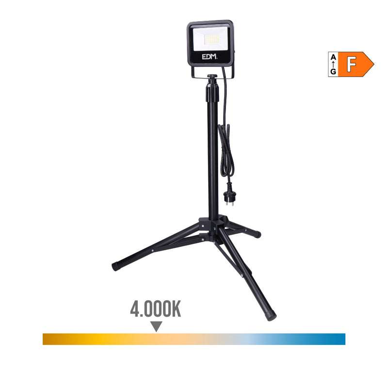 Led Spotlight with Tripod 30W 2370Lm 4000K Daylight Black Series Edm