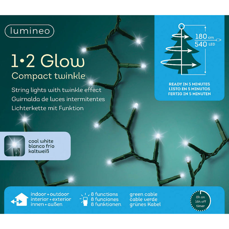 Guirnalda "1-2 Glow Compact" Luces Intermitentes Blanco Frio 1,8M (Alto) 540 Leds