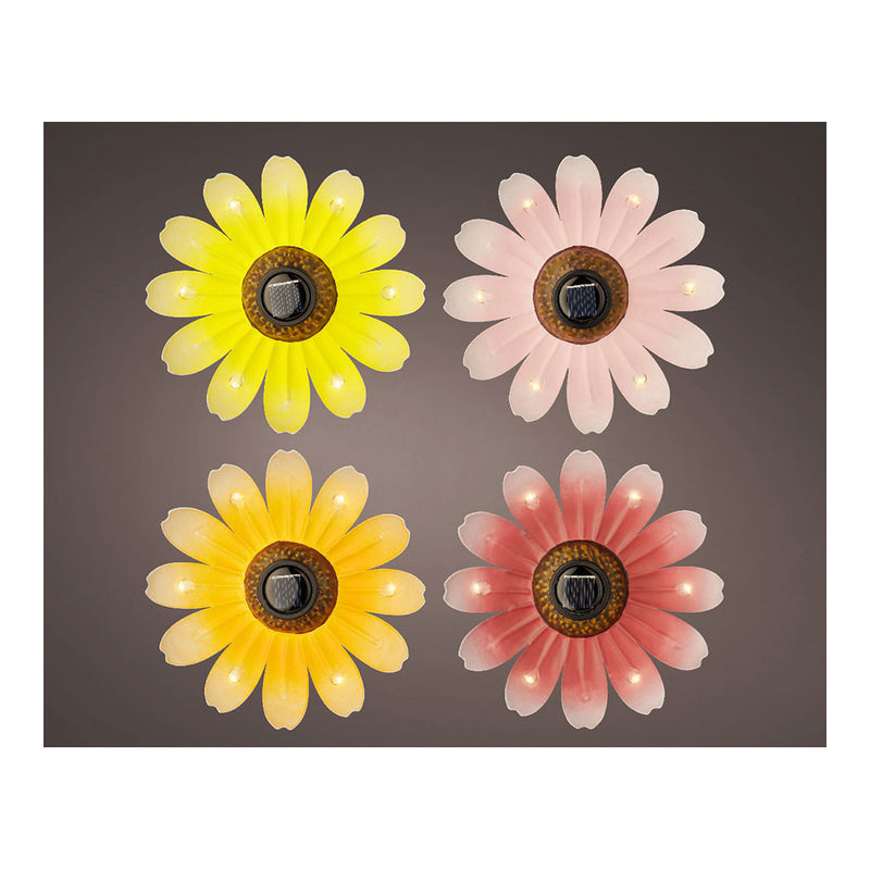 Metal Solar Light In The Shape Of A Flower Ø14X4Cm Assorted Colors