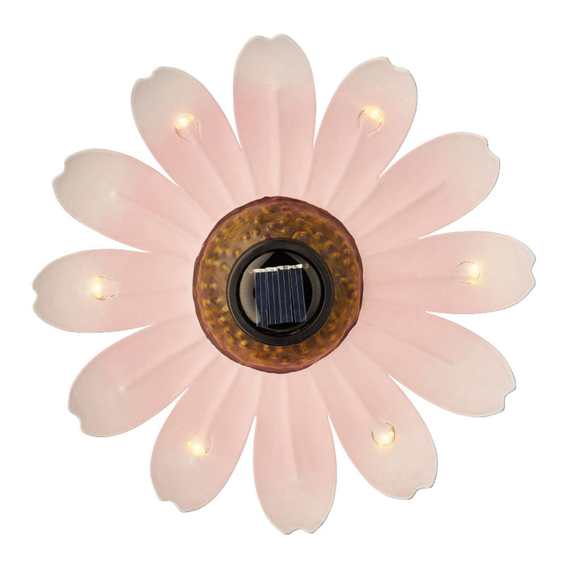 Luz Solar Metalica Con Forma De Flor Ø14X4Cm Colores Surtidos