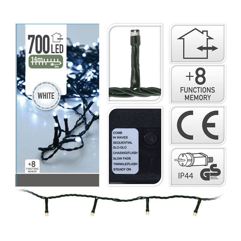 "Thorn Type" Garland Multifunction 700 LEDs Cold Light (IP44 Exterior) 17M