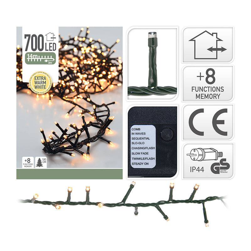 "Thorn Type" Garland Multifunction 700 LEDs Warm Light Outdoor IP44 17M