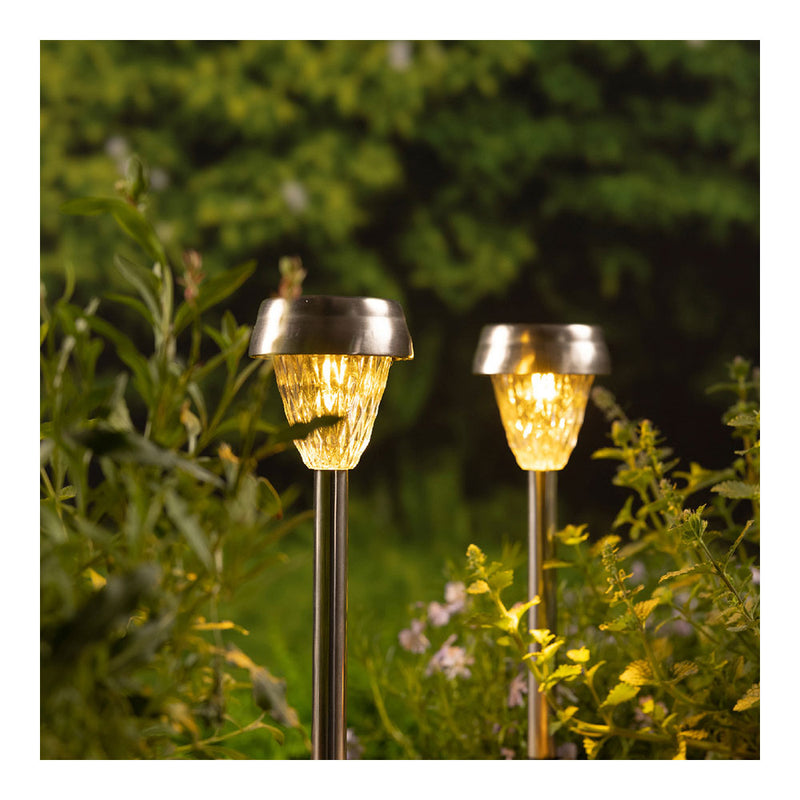 Set of 4 Stainless Steel Beacons Warm Light 24X8Cm Lumineo