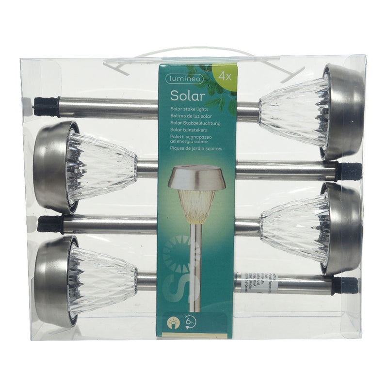 Set of 4 Stainless Steel Beacons Warm Light 24X8Cm Lumineo