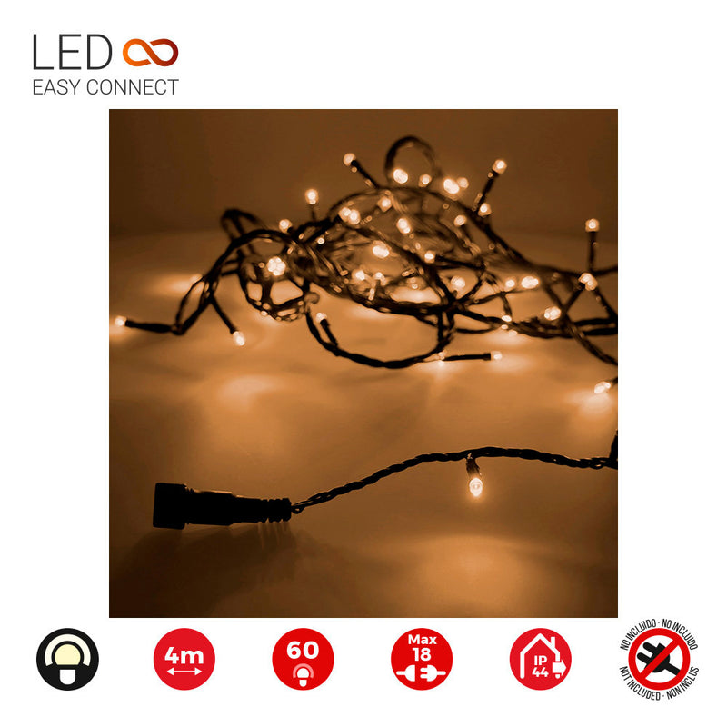 Easy-Connect 4M 60 LED Warm White String Lights (IP44 Indoor-Outdoor) Edm Total 1.08W