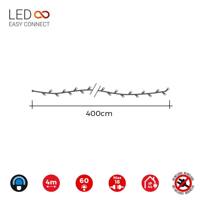 Guirnalda Easy-Connect 4M 60 Leds Azul 30V (Ip44 Interior-Exterior) Edm Total 1,08W