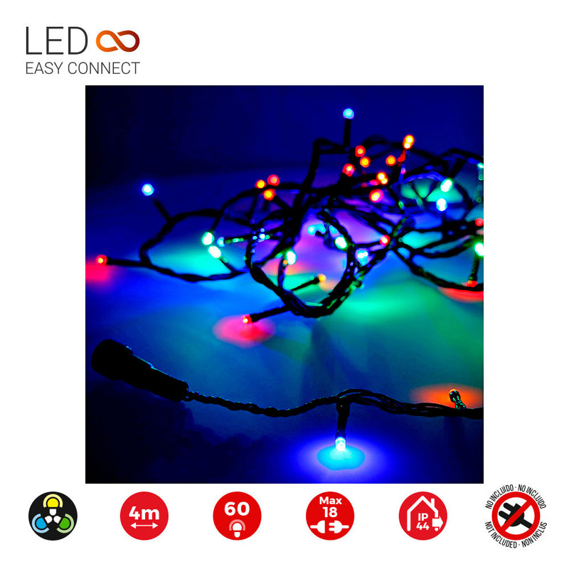 Guirnalda Easy-Connect 4M 60 Leds Multicolor 30V (Ip44 Interior-Exterior) Edm Total 1,08W