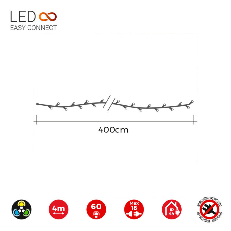 Guirnalda Easy-Connect 4M 60 Leds Multicolor 30V (Ip44 Interior-Exterior) Edm Total 1,08W