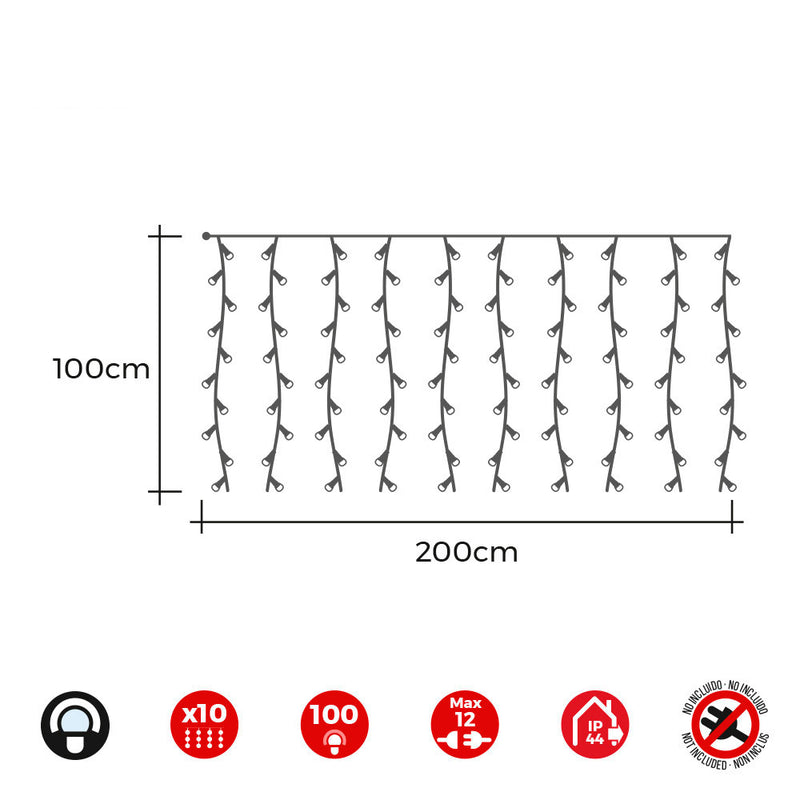 Cortina Easy-Connect 2X1M 10 Tiras 100 Leds Blanco Frio 30V (Interior-Exterior) Edm Total 1,8W