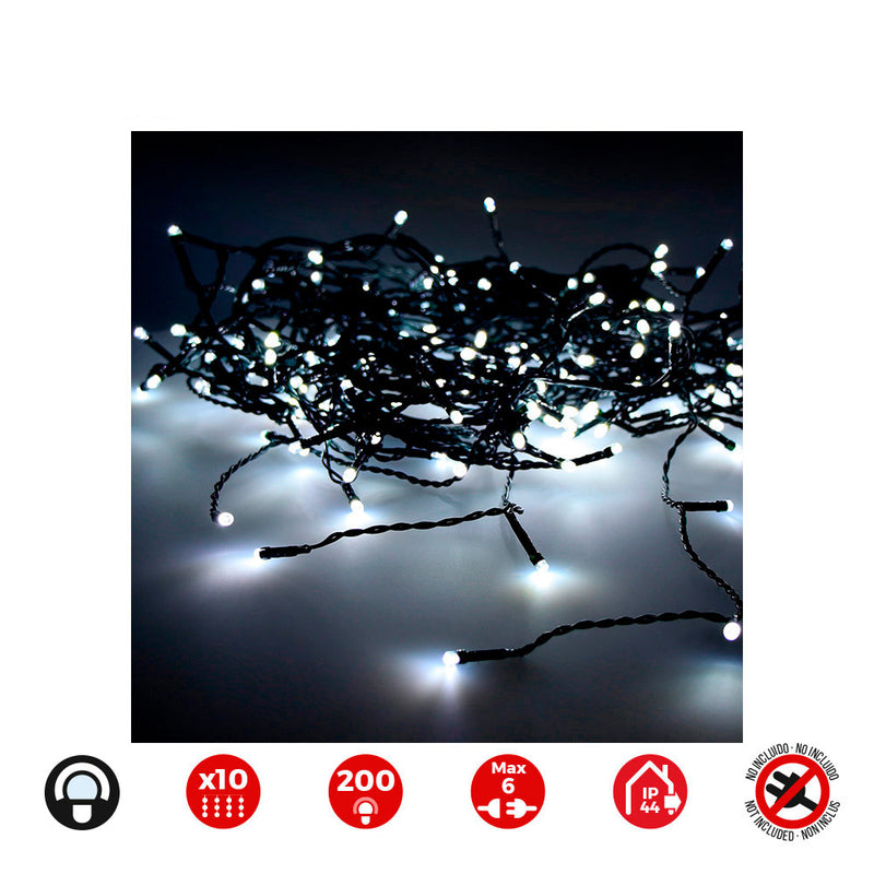 Cortina Easy-Connect 2X2M 10 Tiras 200 Leds Blanco Frio 30V (Interior-Exterior) Edm Total 3,2W