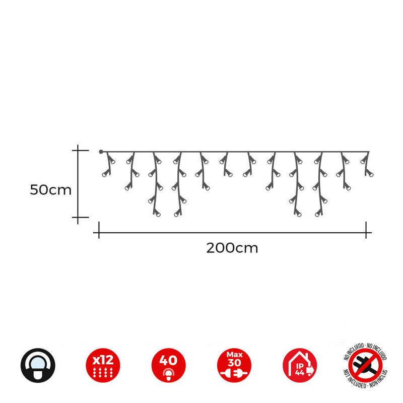 Icicle Easy-Connect Curtain 2X0.5M 12 Strips Cold White 30V (Indoor-Outdoor) Edm Total 0.72W