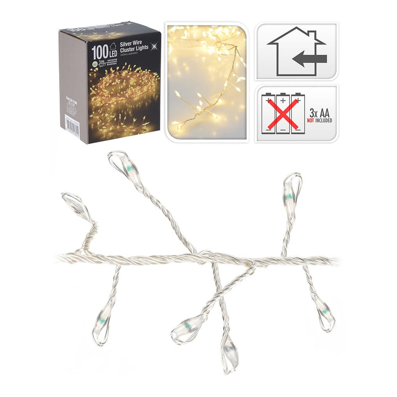 Battery Operated Thorn Type Fixed Garland 100 Warm White LEDs 1.5M