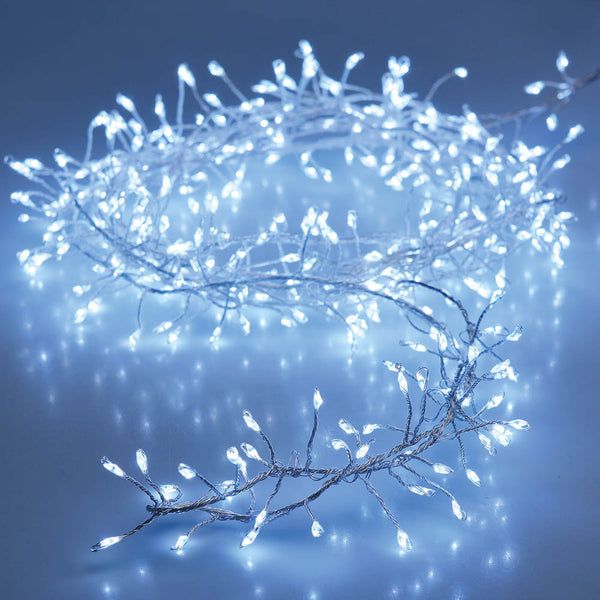 Battery Operated Thorn Type Fixed Garland 100 Cool White LEDs 1.5M