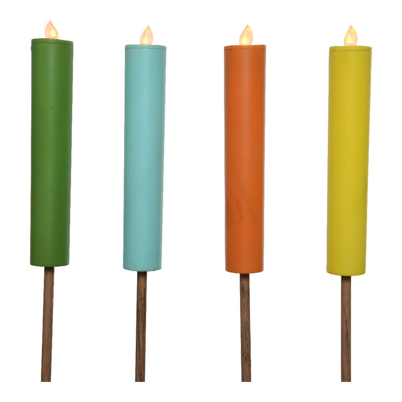 Solar Candle Assorted Colors Flame Effect Ø4X90Cm Lumineo