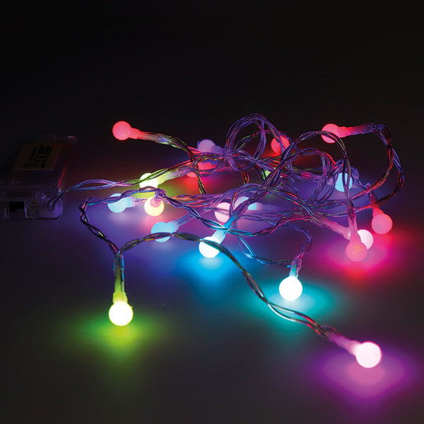 Battery Operated RGB String Light 20 Spherical LEDs 8mm Multicolor Light 2.3m